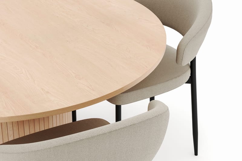 Kopparbo Rundt Spisebord 130 cm med 4 Sawako Stoler - Beige - Møbler - Bord - Spisegrupper
