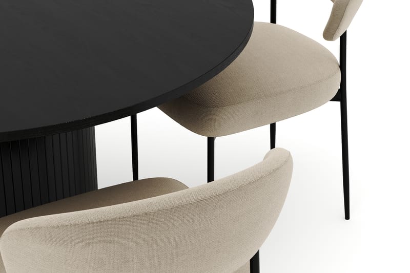 Kopparbo Rundt Spisebord 130 cm med 4 Sawako Stoler - Svart - Møbler - Bord - Spisegrupper