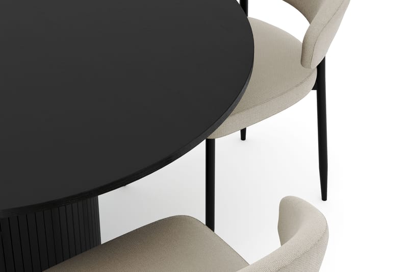Kopparbo Rundt Spisebord 130 cm med 4 Sawako Stoler - Svart - Møbler - Bord - Spisegrupper
