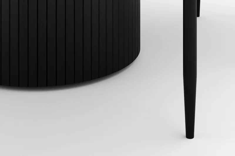 Kopparbo Rundt Spisebord 130 cm med 4 Sawako Stoler - Svart - Møbler - Bord - Spisegrupper