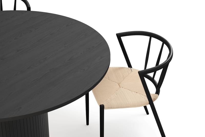 Kopparbo Rundt Spisebord 130 cm med 4 Winston Spisestoler - Svart tre / Beige / Metallben Svart - Møbler - Bord - Spisegrupper