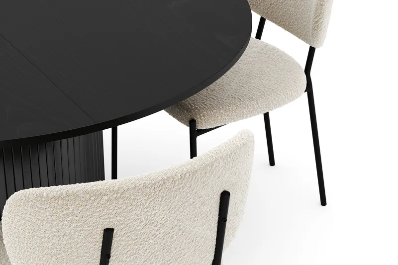 Kopparbo Rundt Spisebord 130 cm Uttrekkbart med 4 Gemmiano Stoler - Svart - Møbler - Bord - Spisegrupper