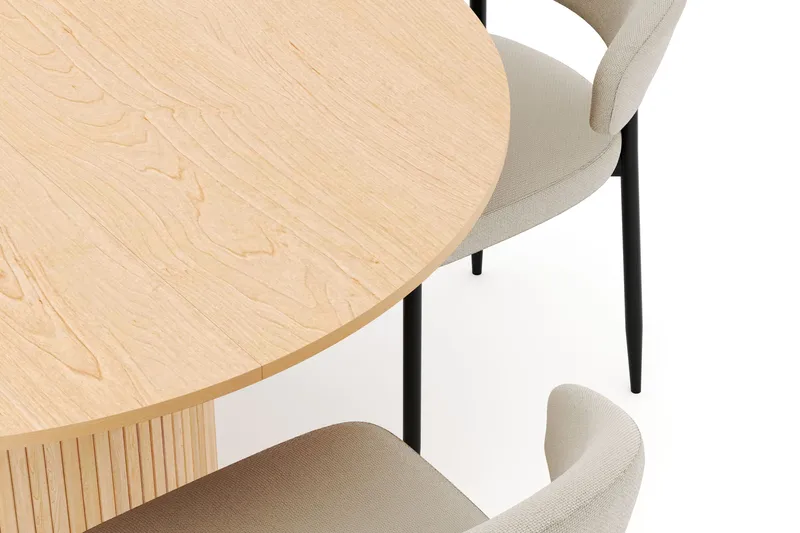 Kopparbo Rundt Spisebord 130 cm Uttrekkbart med 4 Sawako Stoler - Hvit - Møbler - Bord - Spisegrupper