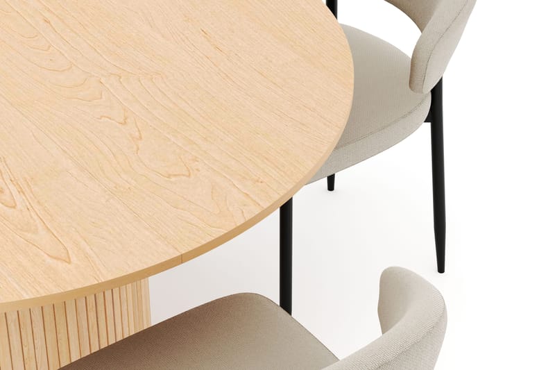 Kopparbo Rundt Spisebord 130 cm Uttrekkbart med 4 Sawako Stoler - Hvit - Møbler - Bord - Spisegrupper