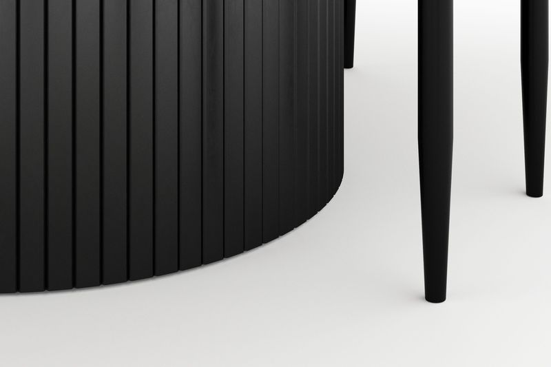 Kopparbo Rundt Spisebord 130 cm Uttrekkbart med 4 Sawako Stoler - Svart - Møbler - Bord - Spisegrupper