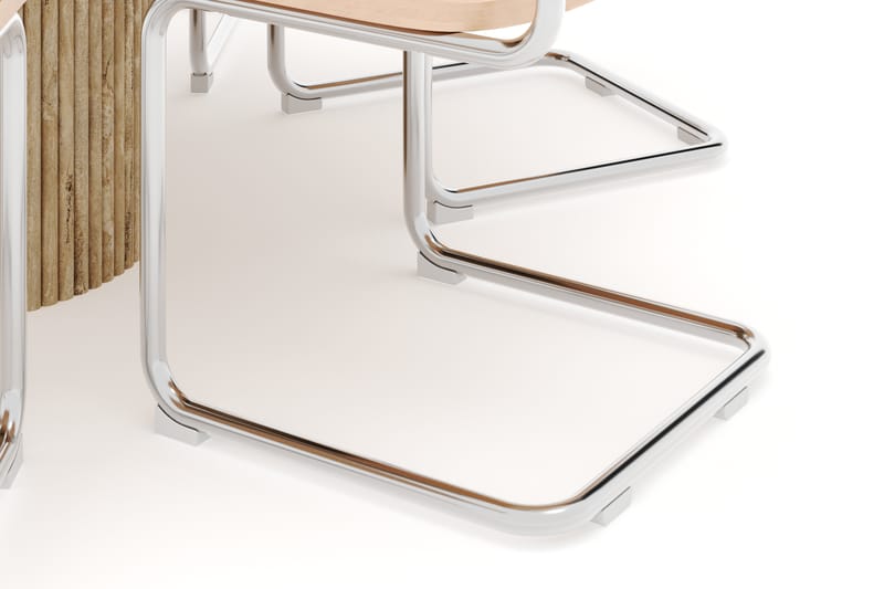 Kopparbo Rundt Spisebord 130cm Travertin-look med 6 stk Build Matstkolar - Beige - Møbler - Bord - Spisegrupper
