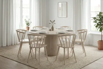 Kopparbo rundt spisebord 150 cm finér - Hvitlasert - Møbler - Bord - Spisebord & kjøkkenbord