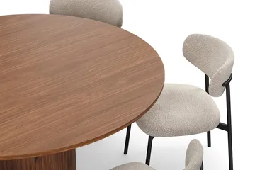 Kopparbo Rundt Spisebord 150 cm med 6 Lucy Spisestoler - Valnøtt - Møbler - Bord - Spisegrupper