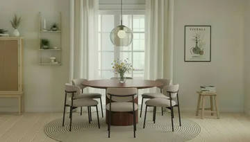Kopparbo Rundt Spisebord 150 cm med 6 Lucy Spisestoler - Valnøtt - Møbler - Bord - Spisegrupper