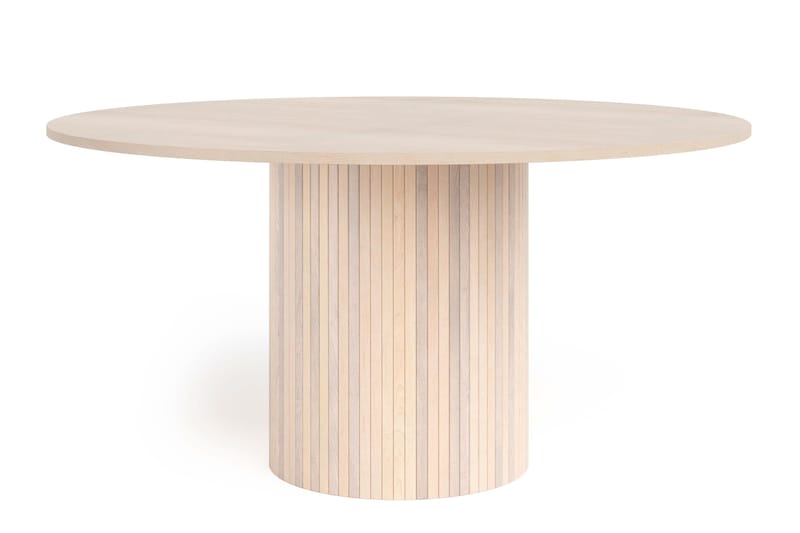 Kopparbo Rundt Spisebord 150 cm med 6 Winston Spisestoler - Hvit / Beige / Metallben Svart - Møbler - Bord - Spisegrupper