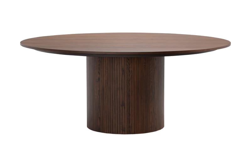 Kopparbo Rundt Spisebord 180 cm med 6 Lucy Spisestoler - Valnøtt / Greige Bouclé / Metallben Svart - Møbler - Bord - Spisegrupper