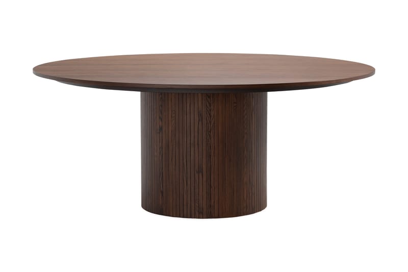 Kopparbo Rundt Spisebord 180 cm med 6 Lucy Spisestoler - Valnøtt / Greige Bouclé / Metallben Svart - Møbler - Bord - Spisegrupper