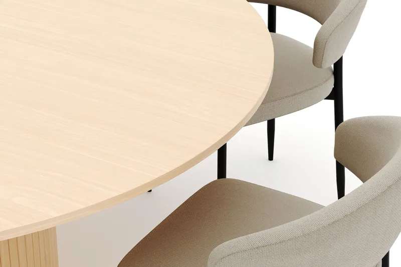 Kopparbo Rundt Spisebord 180 cm med 6 Sawako Stoler - Hvitlasert - Møbler - Bord - Spisegrupper