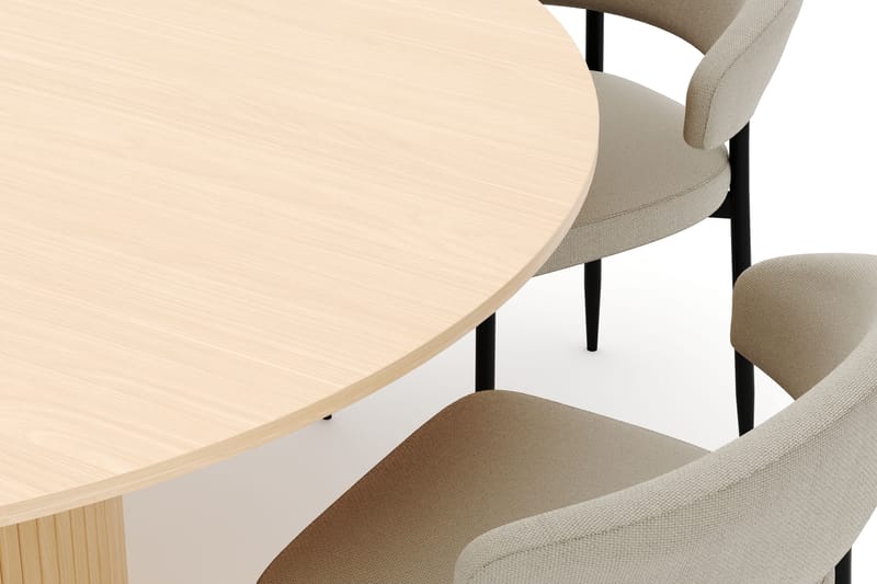 Kopparbo Rundt Spisebord 180 cm med 6 Sawako Stoler - Hvitlasert - Møbler - Bord - Spisegrupper