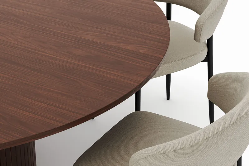 Kopparbo Rundt Spisebord 180 cm med 6 Sawako Stoler - Valnøtt - Møbler - Bord - Spisegrupper