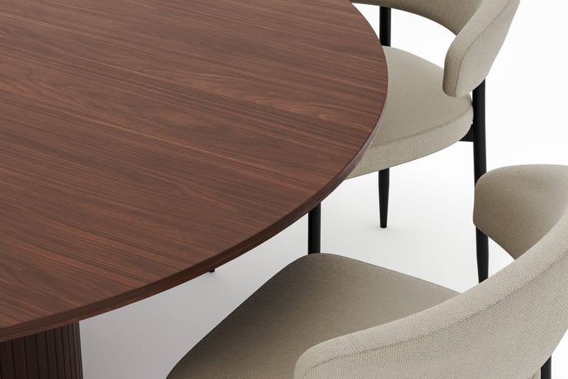 Kopparbo Rundt Spisebord 180 cm med 6 Sawako Stoler - Valnøtt - Møbler - Bord - Spisegrupper
