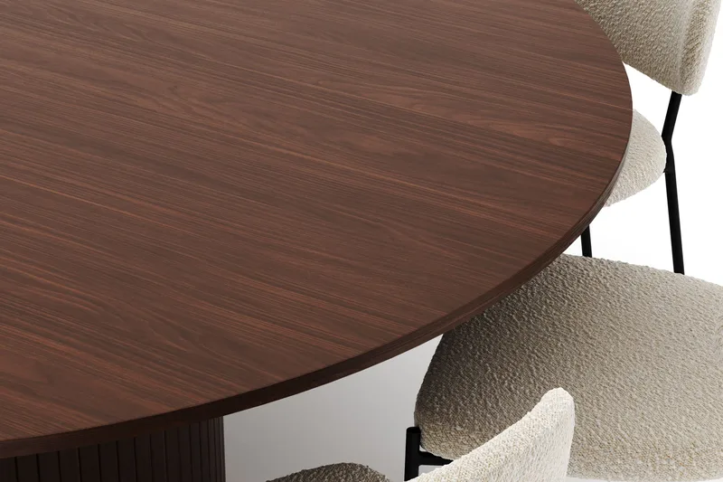 Kopparbo Rundt Spisebord 180 cm med 8 Gemmiano Stoler - Valnøtt - Møbler - Bord - Spisegrupper