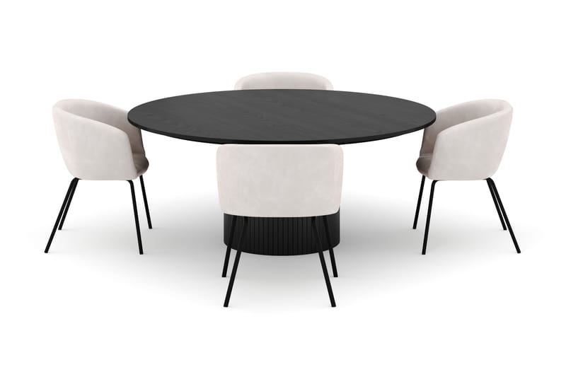 Kopparbo Rundt Stort Spisebord 180 cm med 4 Berit Stoler - Svart - Møbler - Bord - Spisegrupper
