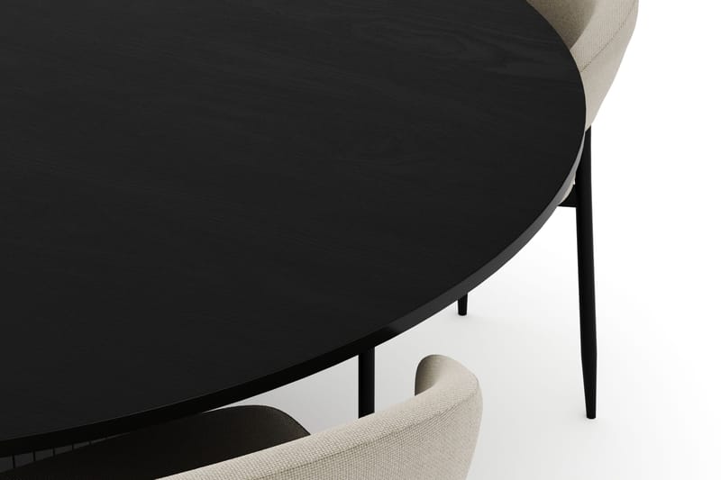 Kopparbo Rundt Stort Spisebord 180 cm med 4 Sawako Stoler - Svart - Møbler - Bord - Spisegrupper