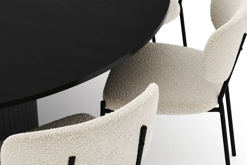 Kopparbo Rundt Stort Spisebord 180 cm med 8 Gemmiano Stoler - Svart - Møbler - Bord - Spisegrupper