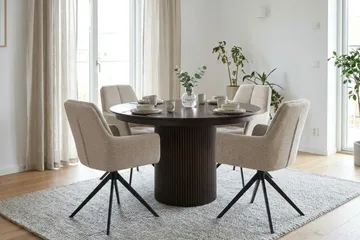 Kopparbo rundt uttrekkbart spisebord 120–220 cm finér - Røkt eik - Møbler - Bord - Spisebord & kjøkkenbord