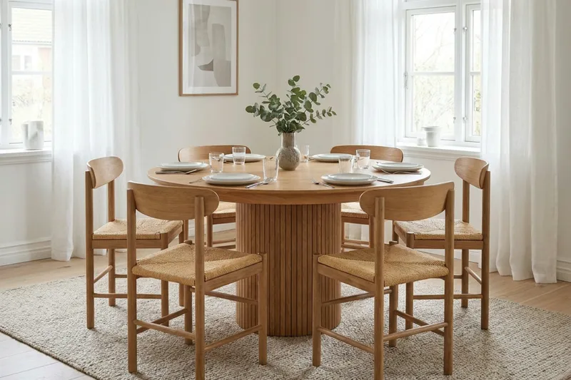 Kopparbo rundt uttrekkbart spisebord 140–240 cm finér - Eik - Møbler - Bord - Spisebord & kjøkkenbord