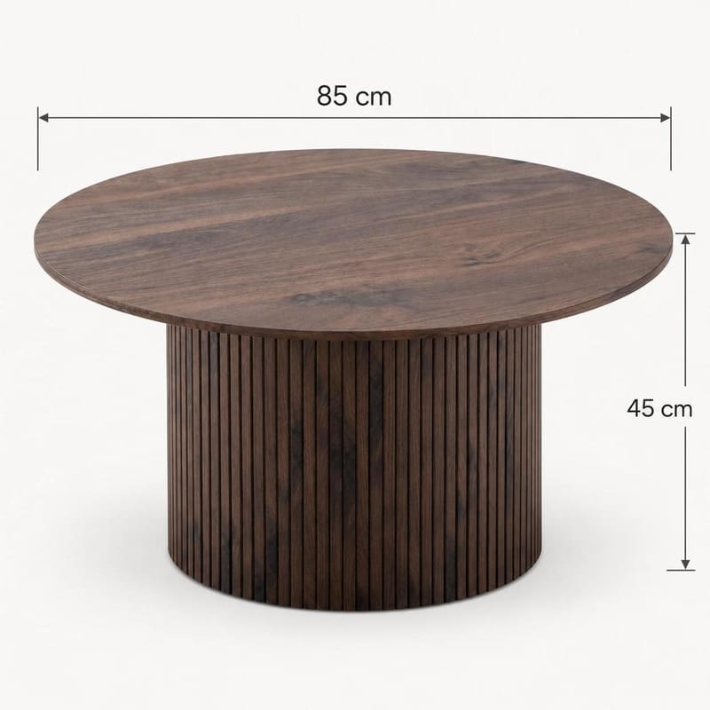 Kopparbo sofabord rundt 85 cm med tynn bordplate - Valnøtt - Møbler - Bord - Sofabord