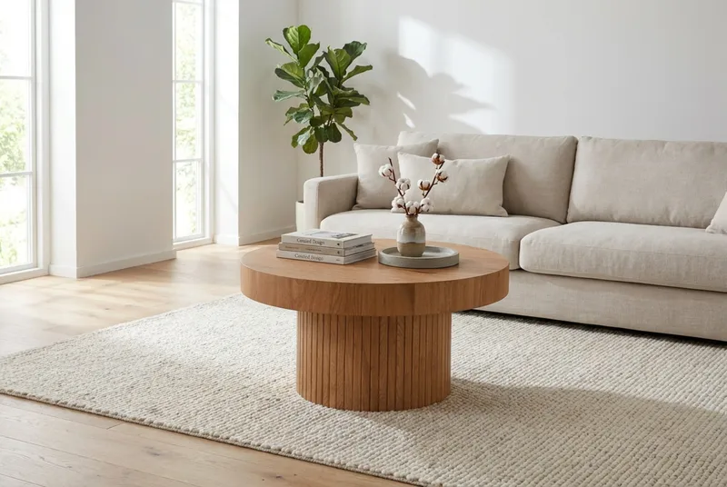 Kopparbo sofabord rundt 85 cm tykk bordplate - Eik - Møbler - Bord - Sofabord
