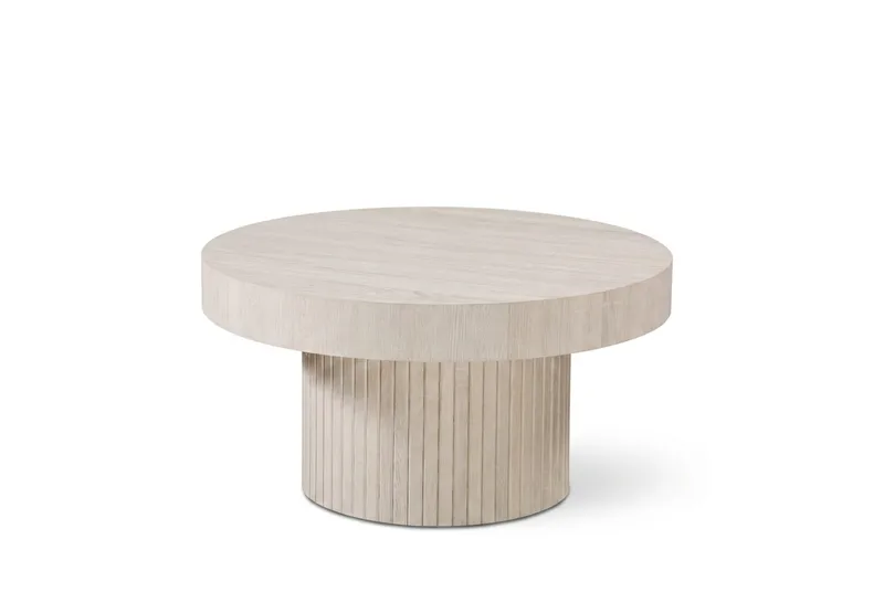 Kopparbo sofabord rundt 85 cm tykk bordplate, Hvitlasert eik