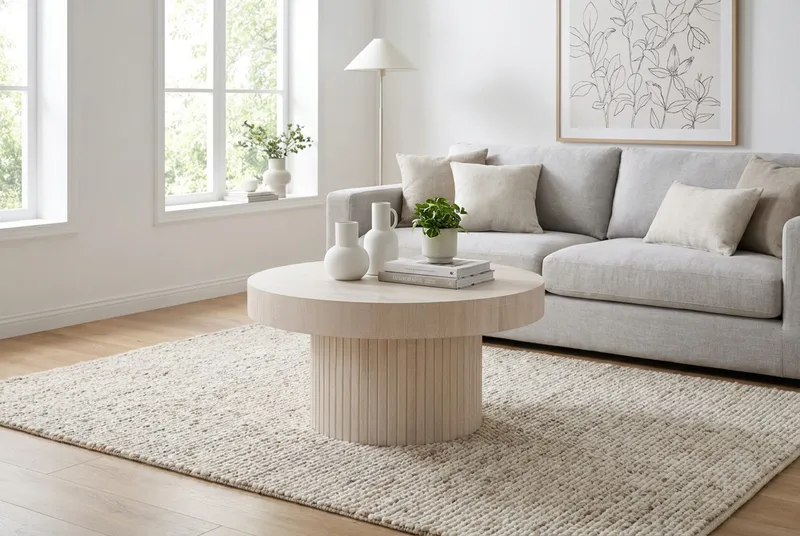 Kopparbo sofabord rundt 85 cm tykk bordplate - Hvitlasert - Møbler - Bord - Sofabord