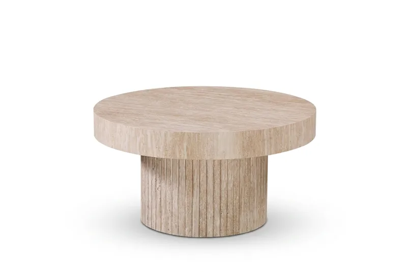 Kopparbo sofabord rundt 85 cm tykk bordplate - Travertin - Møbler - Bord - Sofabord