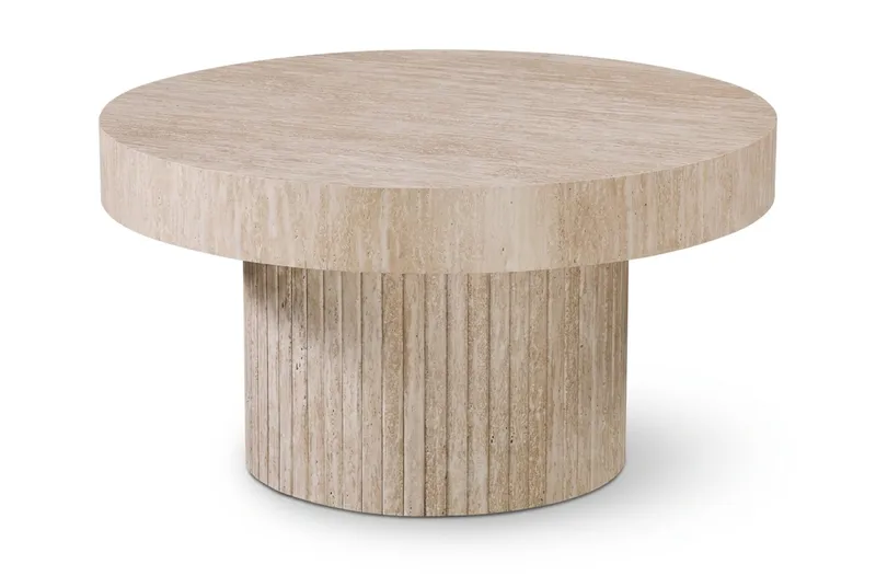 Kopparbo sofabord rundt 85 cm tykk bordplate, Travertin