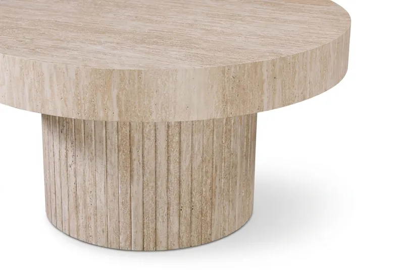 Kopparbo sofabord rundt 85 cm tykk bordplate - Travertin - Møbler - Bord - Sofabord