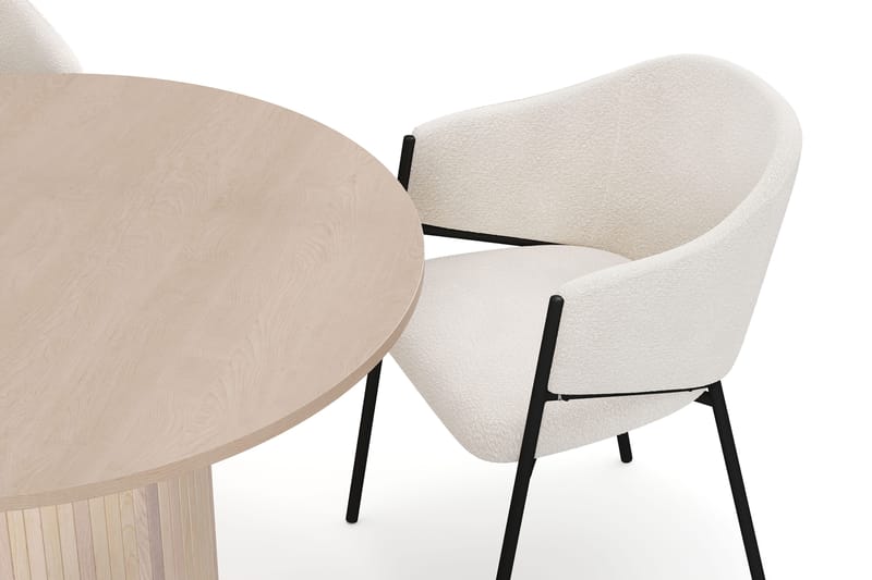 Kopparbo Spisebord 106 cm med 4 Filip Spisestoler - Hvit / Hvit Bouclé - Møbler - Bord - Spisegrupper