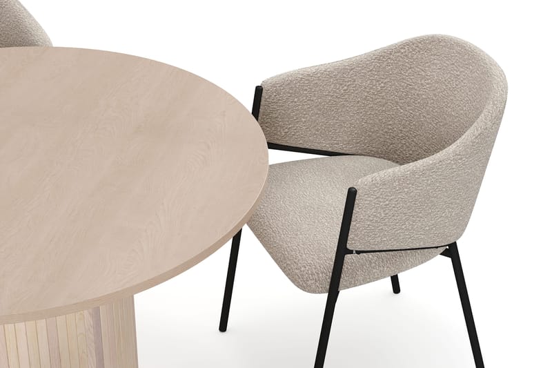 Kopparbo Spisebord 106 cm med 4 Filip Spisestoler - Hvit / Taupe Bouclé - Møbler - Bord - Spisegrupper
