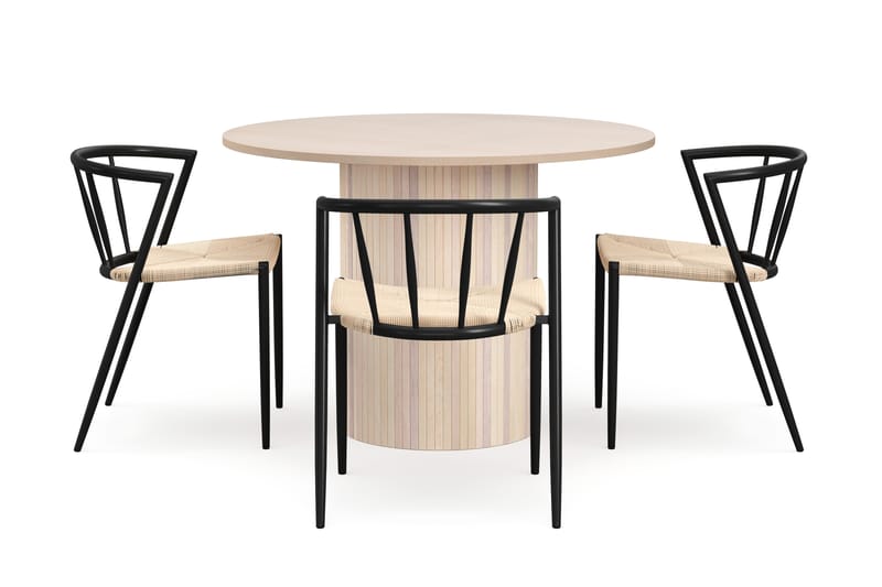 Kopparbo Spisebord 106 cm med 4 Winston Spisestoler - Hvit / Beige / Metallben Svart - Møbler - Bord - Spisegrupper