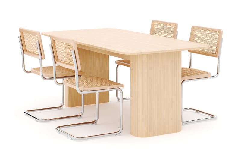 Kopparbo Spisebord 160-220 cm Forlengbart med 4 stk Build Matstkolar - Hvit - Møbler - Bord - Spisegrupper