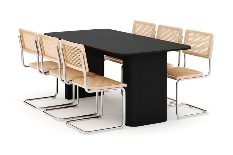 Kopparbo Spisebord 160-220 cm Forlengbart med 6 stk Build Matstkolar - Svart - Møbler - Bord - Spisegrupper
