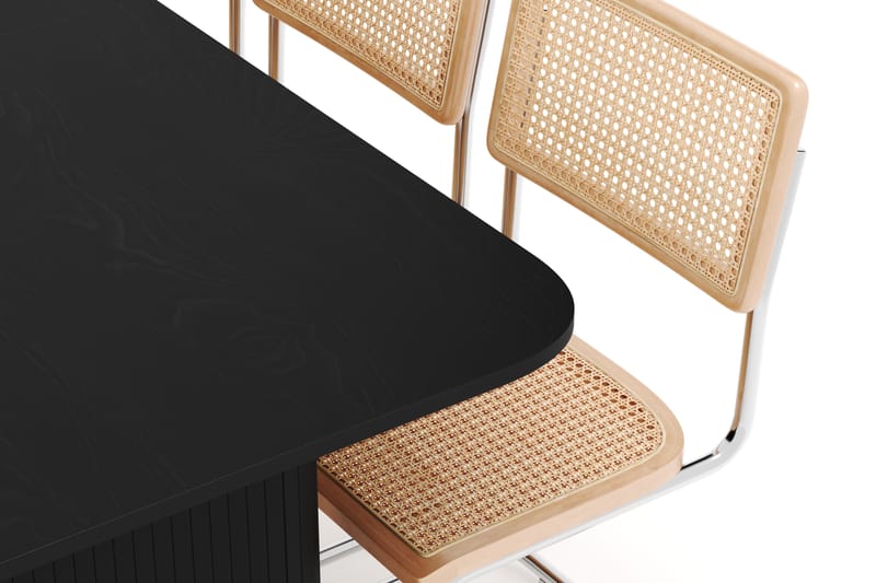 Kopparbo Spisebord 160-220 cm Forlengbart med 6 stk Build Matstkolar - Svart - Møbler - Bord - Spisegrupper
