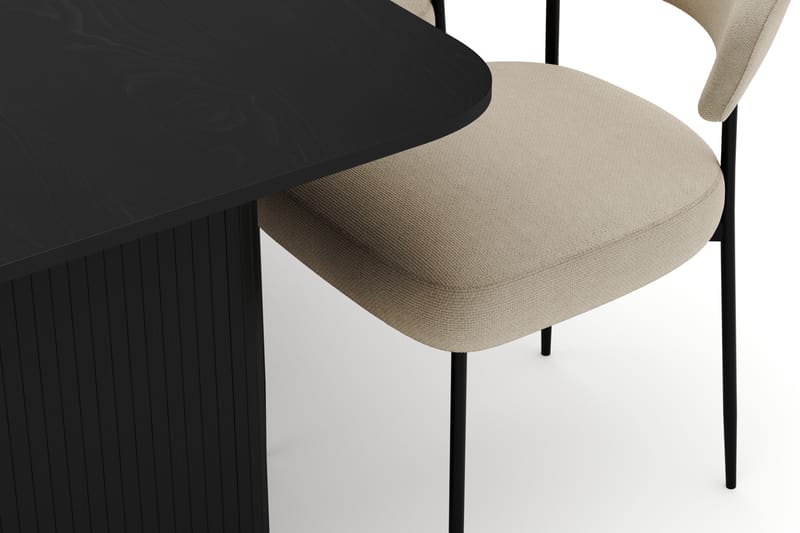 Kopparbo Spisebord 160-220 cm Uttrekkbart med 6 Sawako Stoler - Svart - Møbler - Bord - Spisegrupper