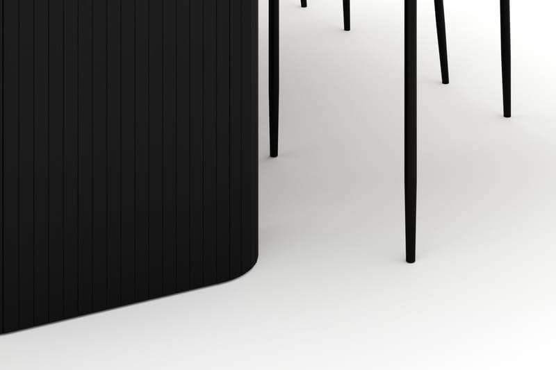 Kopparbo Spisebord 160-220 cm Uttrekkbart med 6 Sawako Stoler - Svart - Møbler - Bord - Spisegrupper