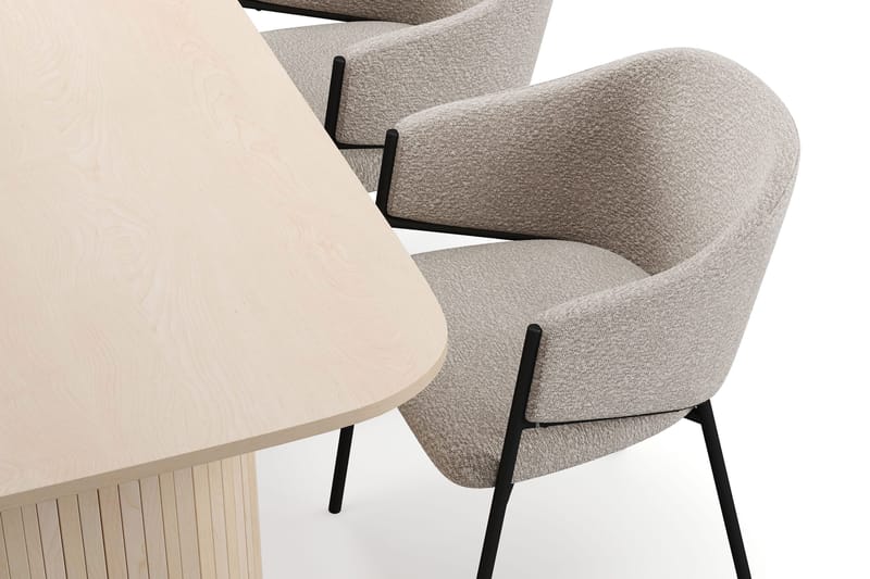 Kopparbo Spisebord 160 cm med 4 Filip Spisestoler - Hvit / Taupe Bouclé - Møbler - Bord - Spisegrupper