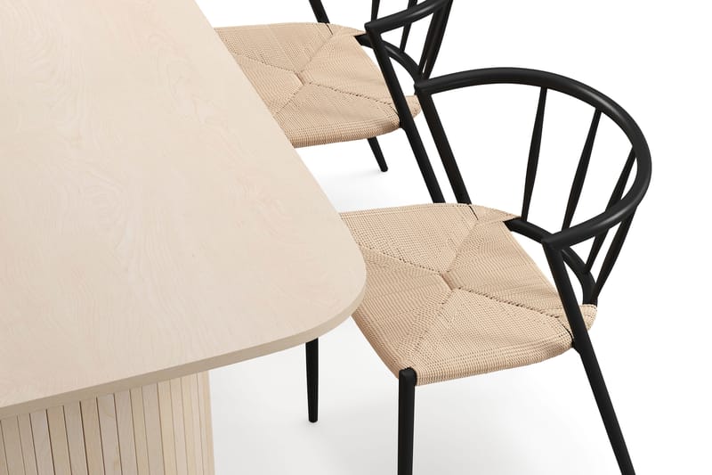 Kopparbo Spisebord 160 cm med 4 Winston Spisestoler - Hvit / Beige / Metallben Svart - Møbler - Bord - Spisegrupper