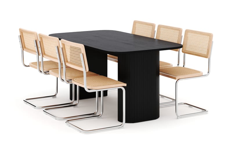 Kopparbo Spisebord 160 cm med 6 stk Build Matstkolar - Svart - Møbler - Bord - Spisegrupper