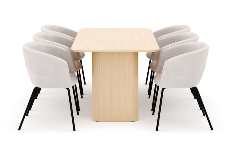 Kopparbo Spisebord 180-240 cm Uttrekkbart med 6 Berit Stoler - Hvit - Møbler - Bord - Spisegrupper