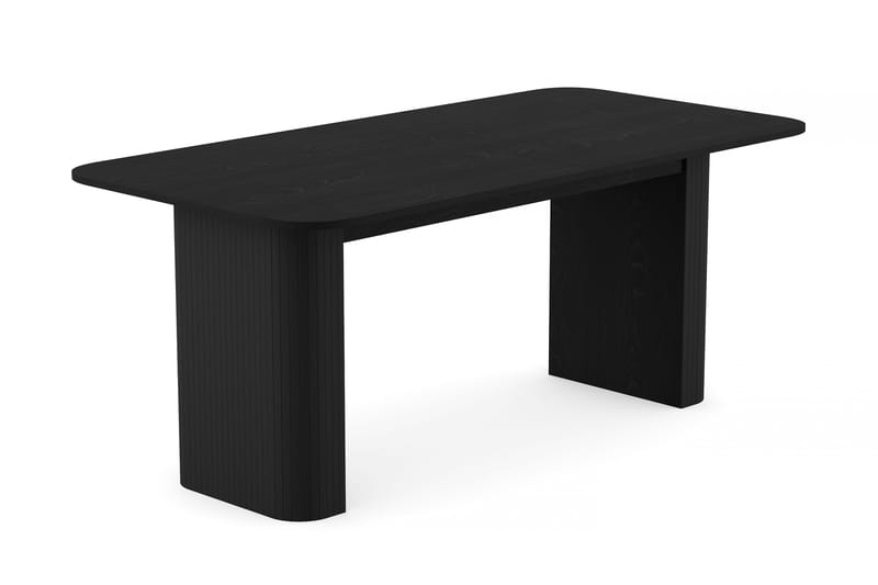 Kopparbo Spisebord 180-240 cm Uttrekkbart med 6 Katy Spisestoler - Svart / Greige Bouclé / Metallben Svart - Møbler - Bord - Spisegrupper