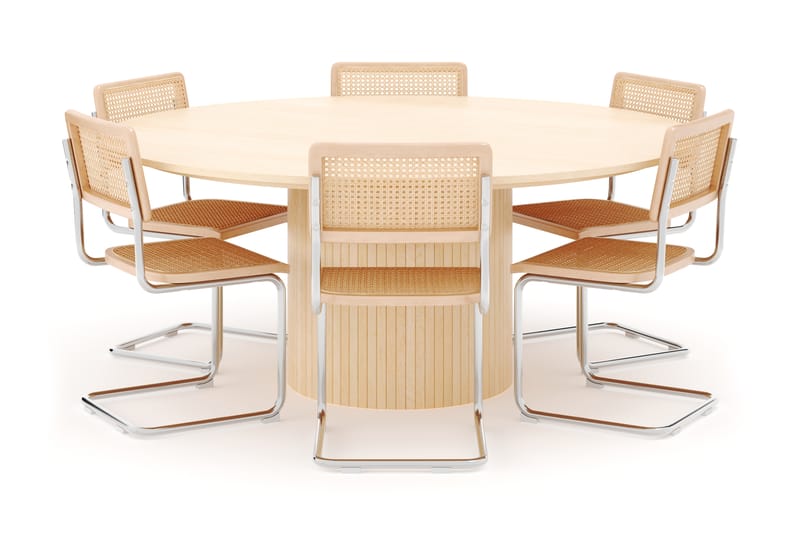 Kopparbo Spisebord 180 cm med 6 stk Build Matstkolar - White wash - Møbler - Bord - Spisegrupper