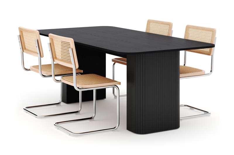 Kopparbo Spisebord 200-260 cm Forlengbart med 4 stk Build Matstkolar - Svart - Møbler - Bord - Spisegrupper