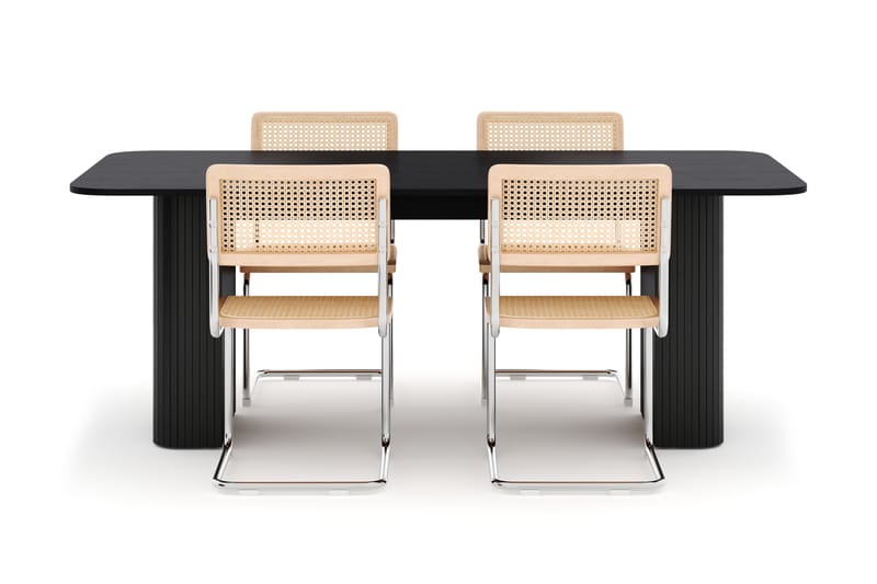 Kopparbo Spisebord 200-260 cm Forlengbart med 4 stk Build Matstkolar - Svart - Møbler - Bord - Spisegrupper
