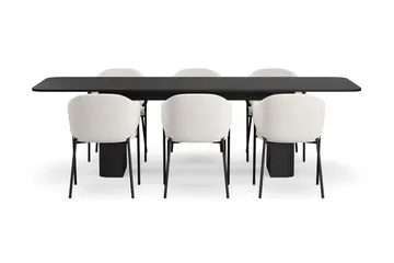 Kopparbo Spisebord 200-260 cm Uttrekkbart med 6 Filip Spisestoler - Svartbeiset eik - Møbler - Bord - Spisegrupper